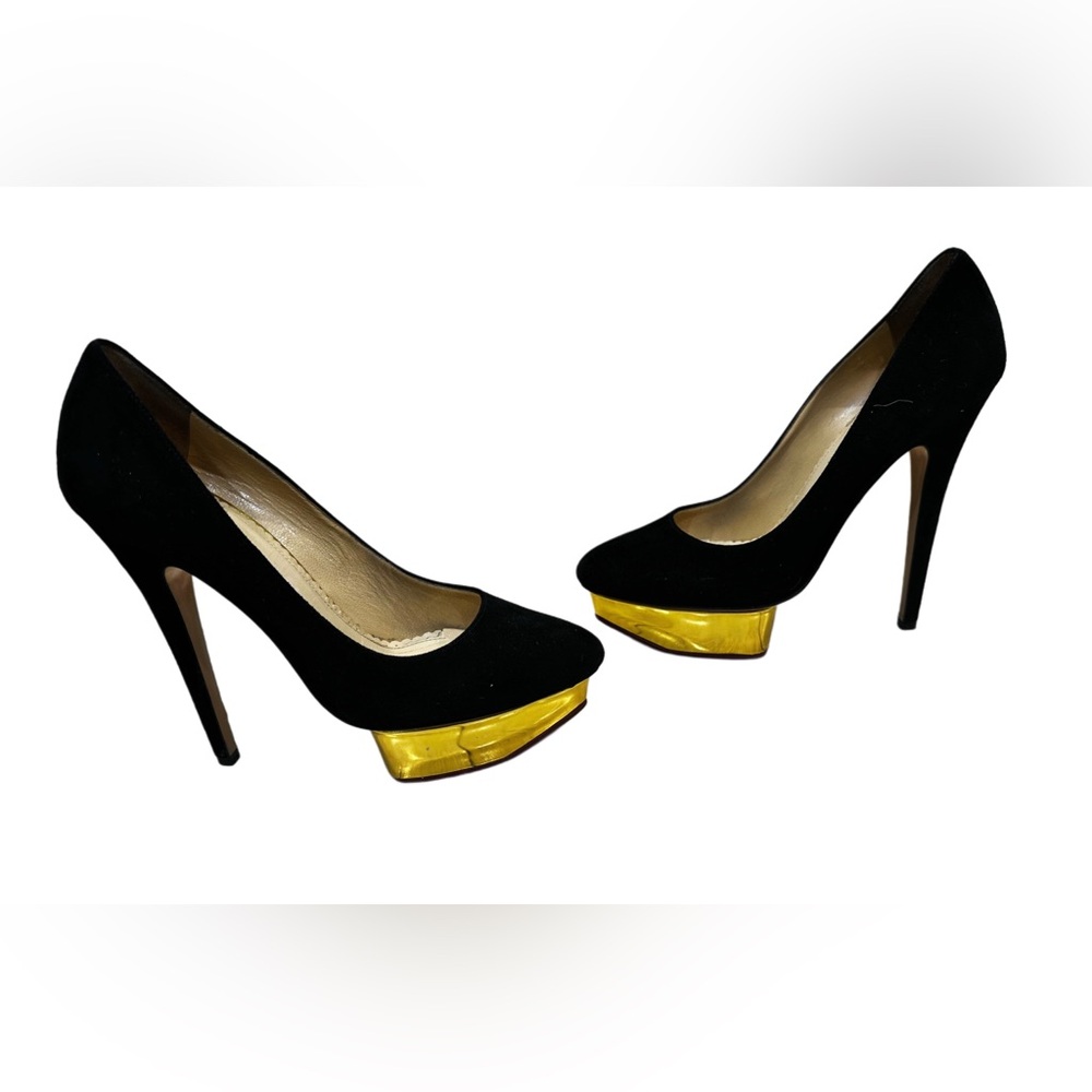 Black Suede Charlotte Olympia Dolly Platforms
